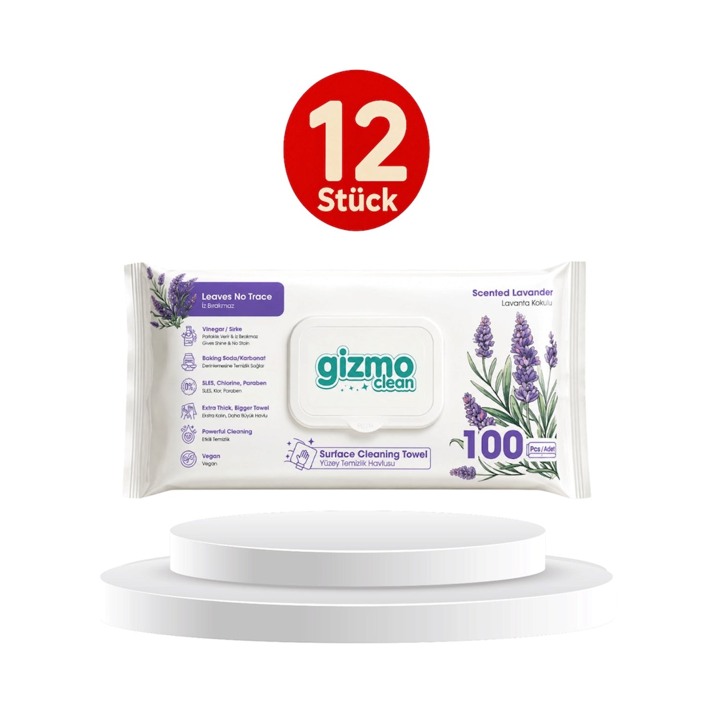 Gizmo Clean Surface Cleaning Towels Lavendelduft Oberflächen Reinigungstücher