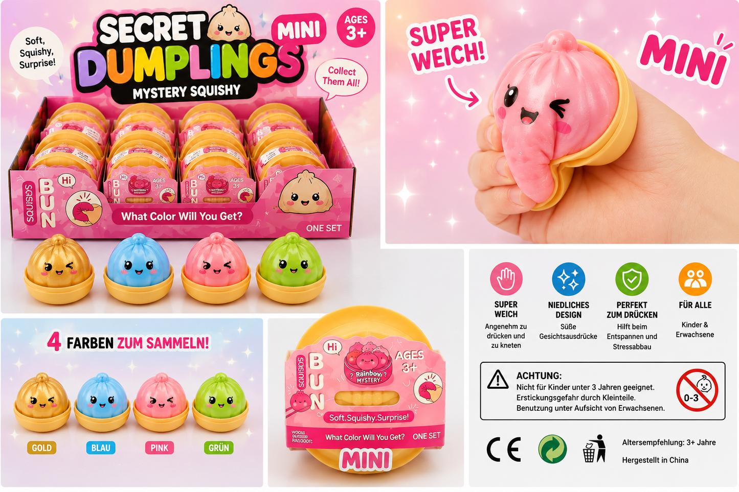 Mini secret dumplings in verschiedenen Farben