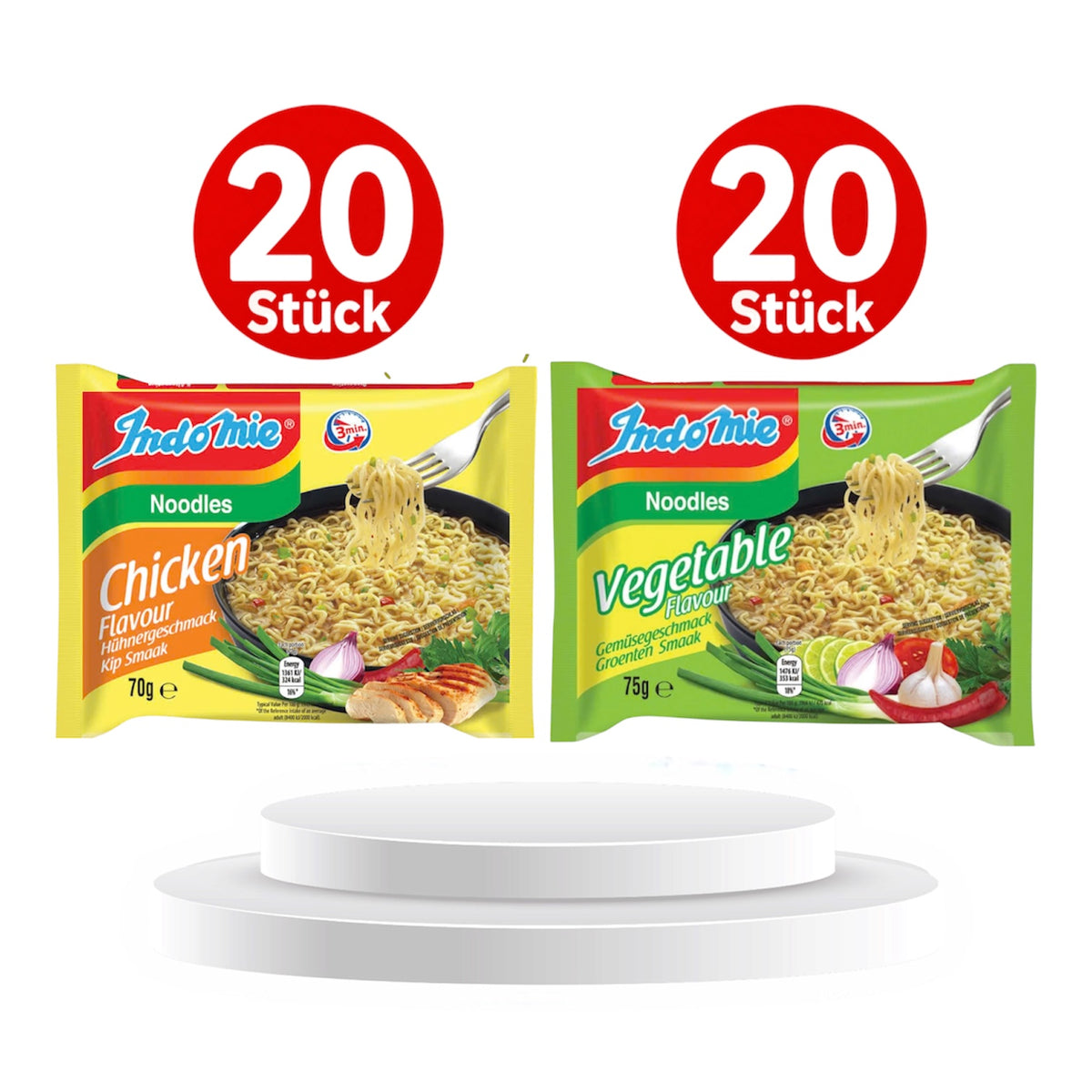 Indomie Instant-Nudelsuppe Vegetable oder Chicken 40 pack 75g