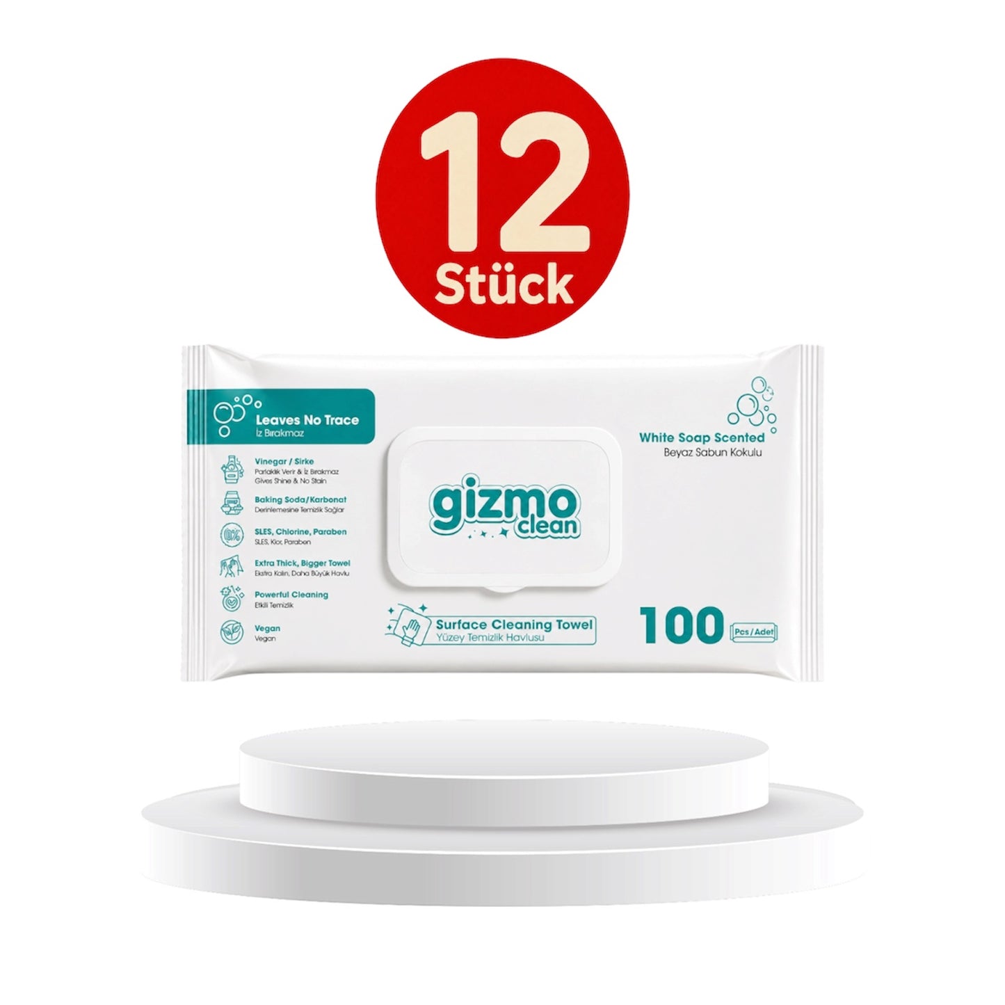 Gizmo Clean Surface Cleaning Towel White Soap Oberflächen Reinigungstücher