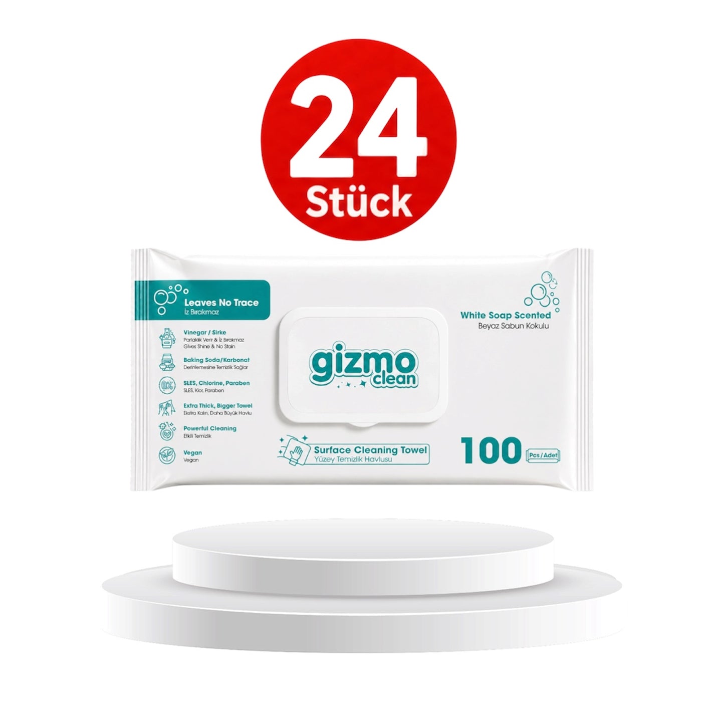 Gizmo Clean Surface Cleaning Towel White Soap Oberflächen Reinigungstücher