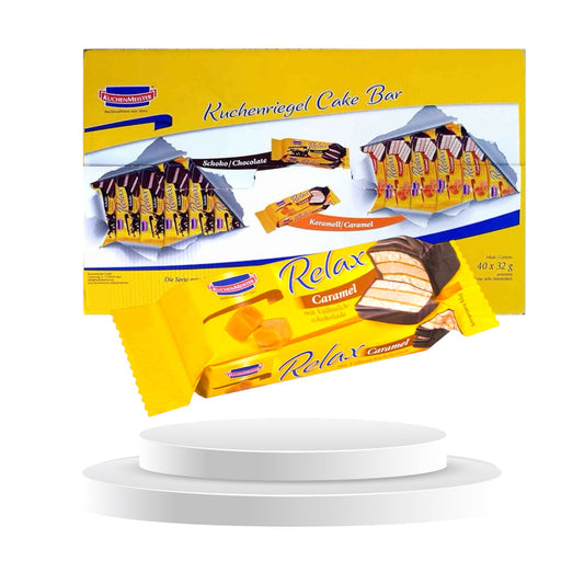 40X KUCHENMEISTER KUCHENRIEGEL RELAX CARAMEL Á 32G MHD 14.01.2026