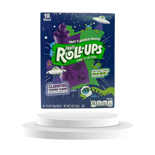 Fruit Roll-Ups Space Theme Classified Mystery Flavor mit Zungen-Tattoos