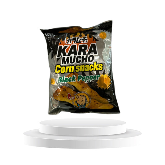 Koikeya Kara Mucho Corn Snacks Black Pepper MHD 31.01.2025 - Memo's Candy World GmbH